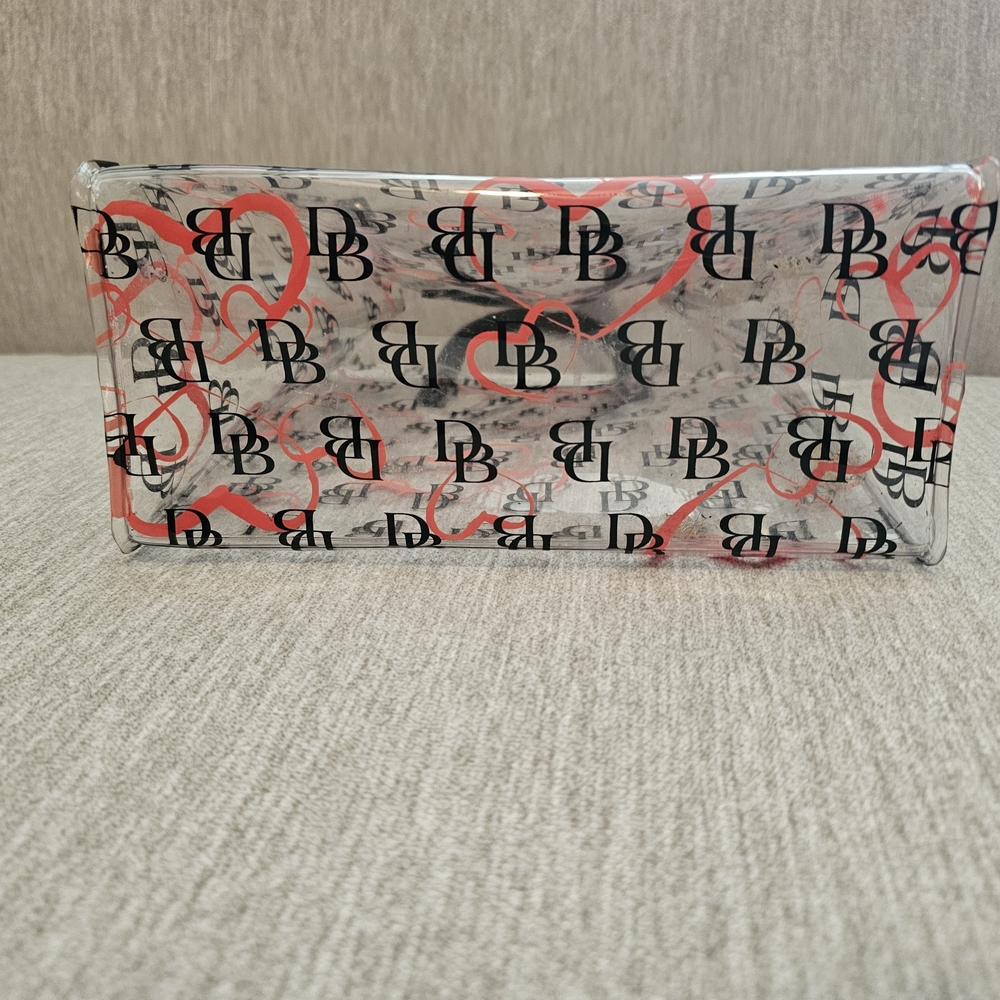 Dooney & Bourke Transparent Cosmetic Case with Red and Black Design